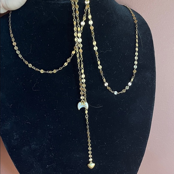 Gold tone, long adjustable lariat style necklace - Picture 1 of 5